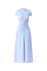 Valencia High Neck Maxi Dress in Blue ghost shot