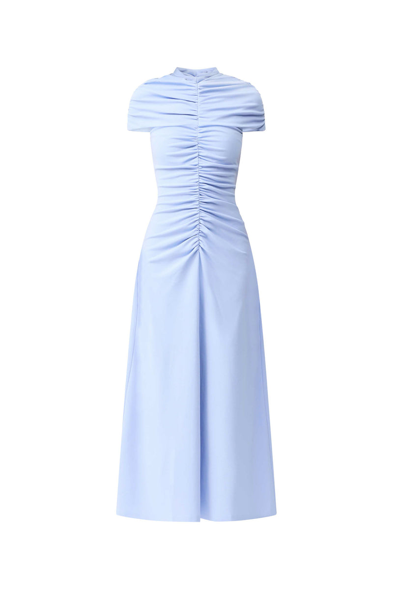 Valencia High Neck Maxi Dress in Blue ghost shot