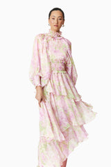 Morgan Floral Maxi Dress in Pink | Long Sleeves Elliatt Morgan Floral Maxi Dress in Pink | Long Sleeves Elliatt