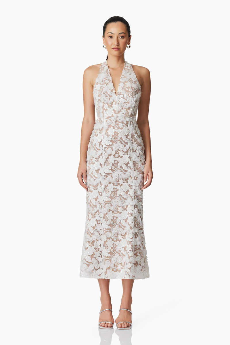 Vonni Halter Maxi Dress in White Floral Design Elliatt Vonni Halter Maxi Dress in White Floral Design Elliatt