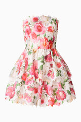 Roselle Strapless Mini Dress Pink Floral ghost shot 