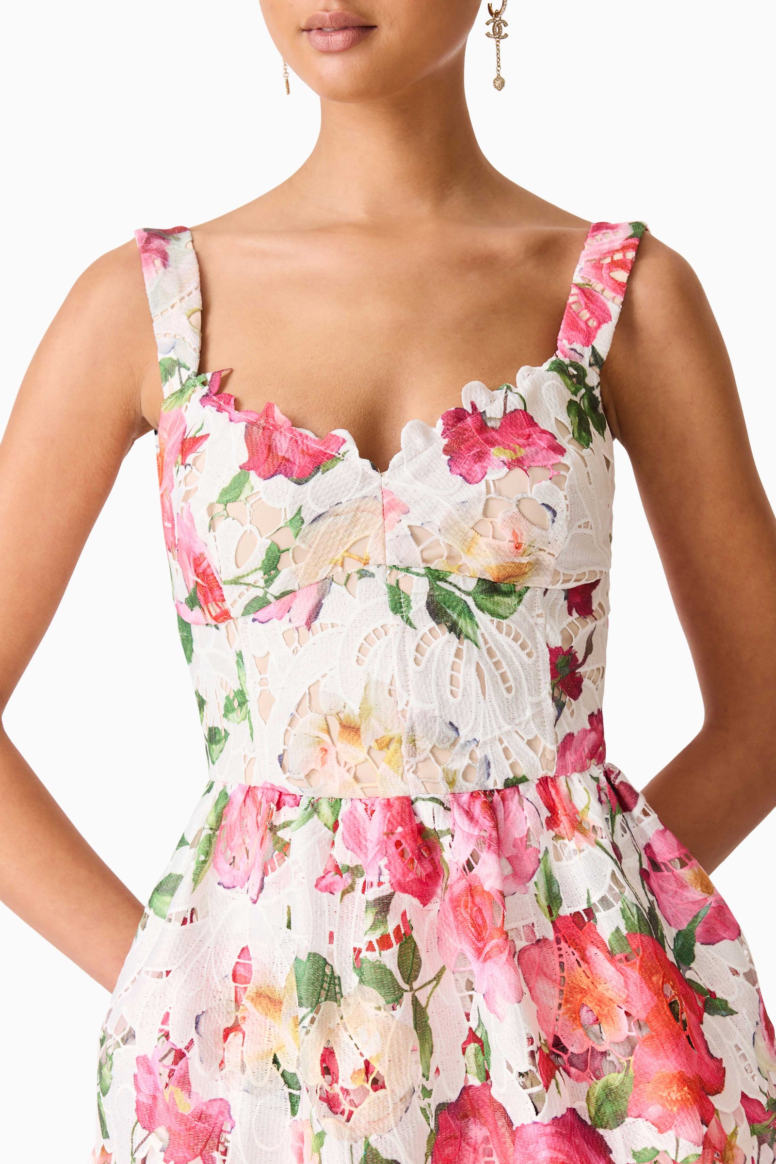 Roselle Tiered Midi Dress Pink Floral