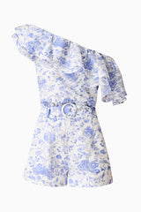 Elin Top & Short Set in Blue Floral ghost shot