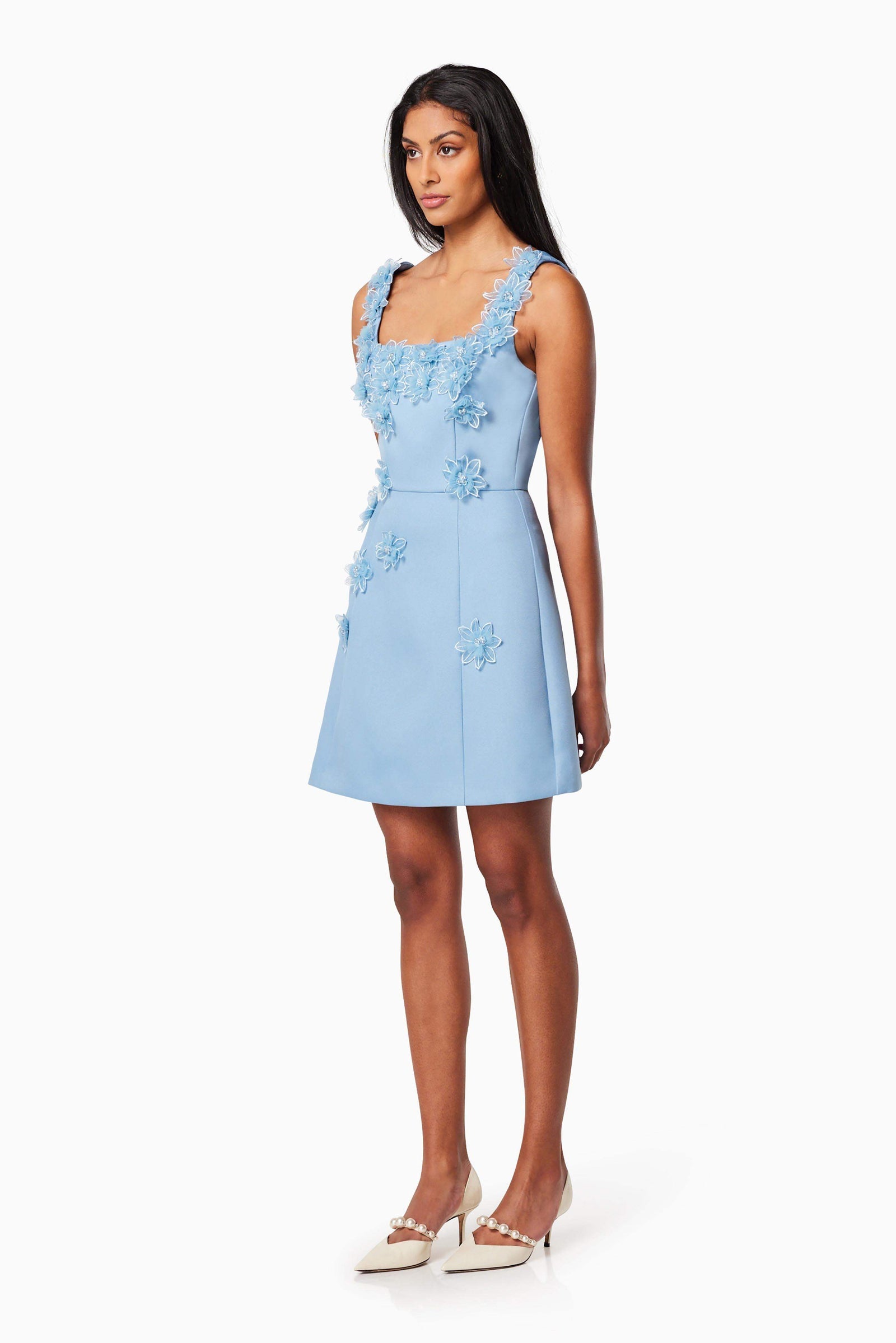 blumarine floral embroidery mini dress blue Bruges 3D In – Elliatt Tulle Dresses A timeless choice for Short Sheath Black Sequin Size/Width:8-D