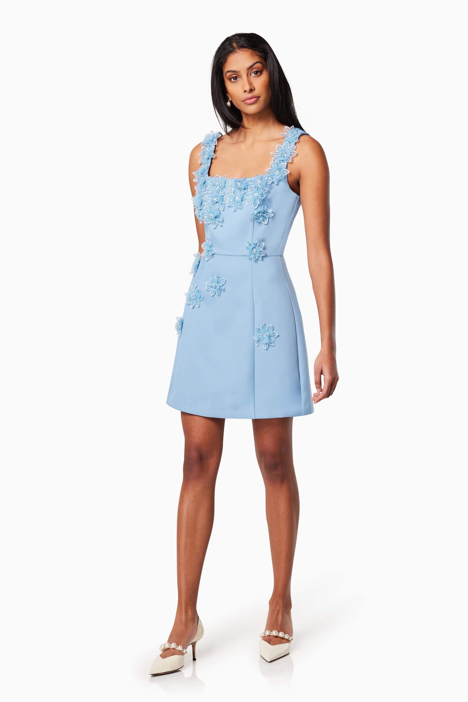 Bruges 3D Floral Mini Dress In Blue Elliatt Bruges 3D Floral Mini Dress In Blue Elliatt