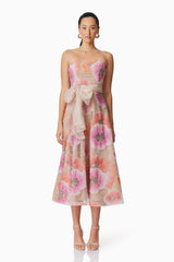 elliatt brittany floral appliqu midi dress Brittany Floral Midi Dress - Pink - S