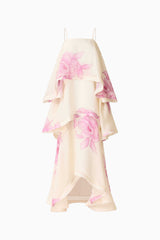 Rova Tiered Gown in Cream & Pink Floral ghost shot