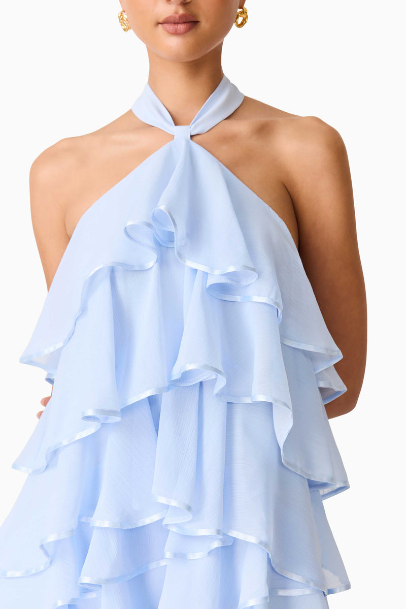 free people blue sequin dress Eliane Halter Neck Maxi Dress in Blue