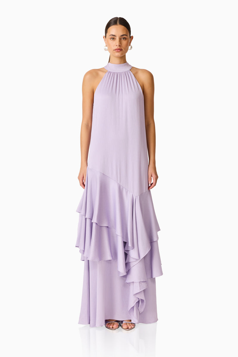 purple halter neck bridesmaid dress Varella Gown - - S 61001GS