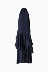 Varella Halter Gown in Navy ghost shot