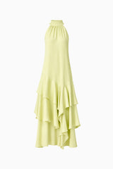 Varella Halter Gown in Pistachio Green ghost shot