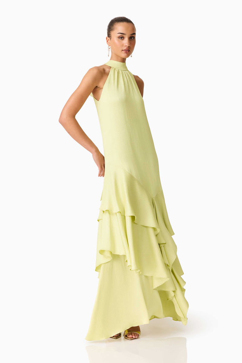 Varella Halter Gown - Pistachio Green - L - ELLIATT