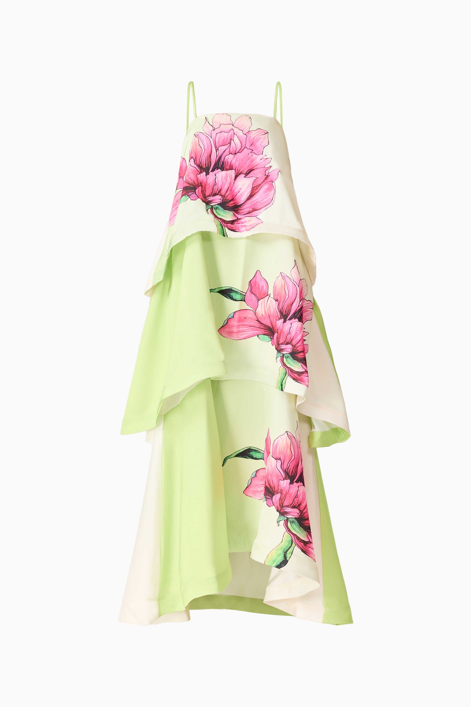 Elisia Tiered Gown in Green & Pink Floral  Elliatt