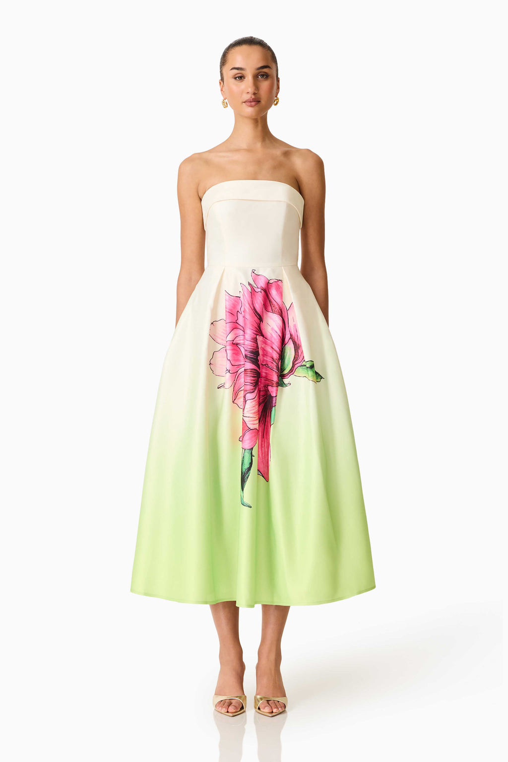 omr x elliatt green strapless darner dress Elisia Gown in & Pink Floral – Color:Misty Sage Bbymog Girls Black Dress The style on everyone’s date-vdaysale
