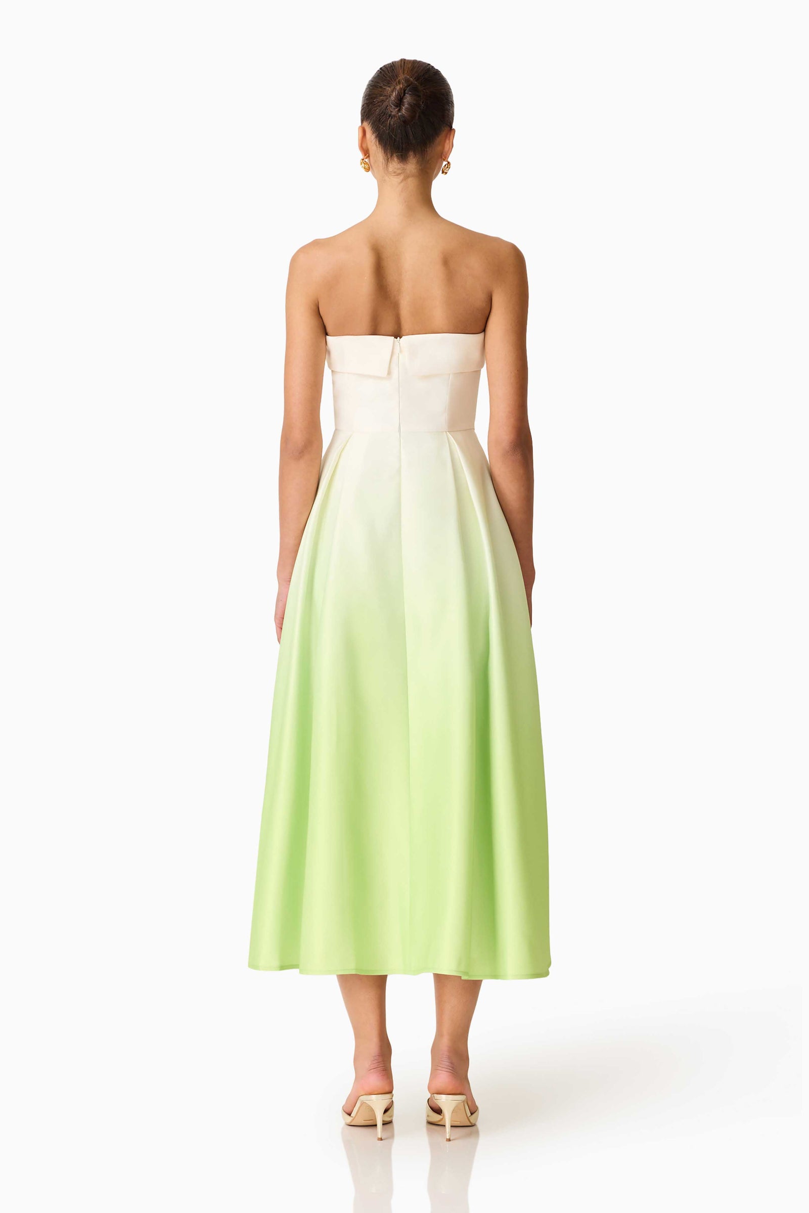 Elisia Strapless Gown in Green & Pink Floral  Elliatt
