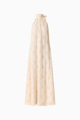 Vessia Halter Neck Maxi Dress in Cream ghost shot