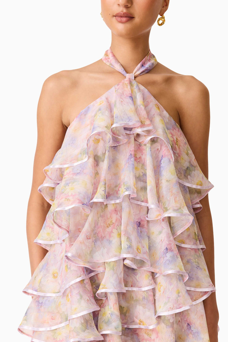 Alinda Halter Neck Maxi Dress in Pink Floral  Elliatt
