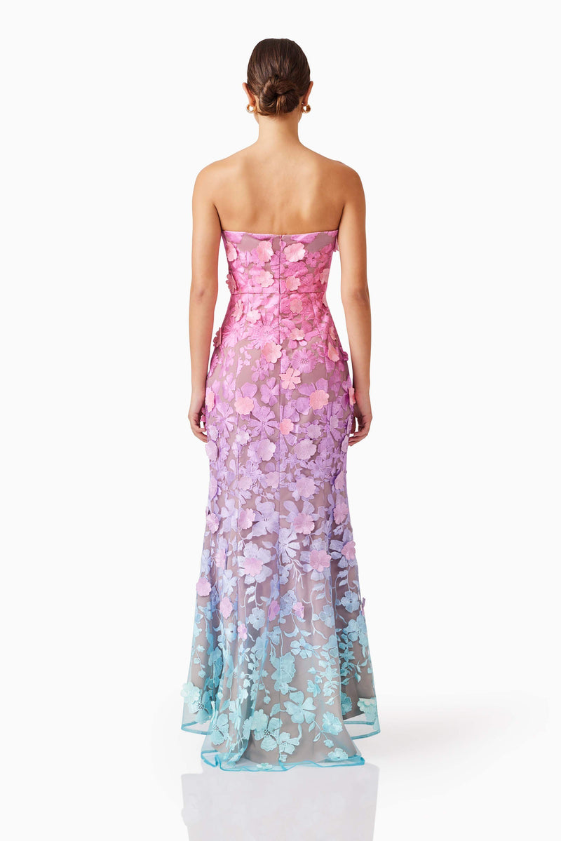 Elle Gown in Pink & Blue Ombre | Floral Detailing Elliatt Elle Gown in Pink & Blue Ombre | Floral Detailing Elliatt
