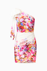 Alice One Shoulder Mini Dress in Ombre Floral ghost shot