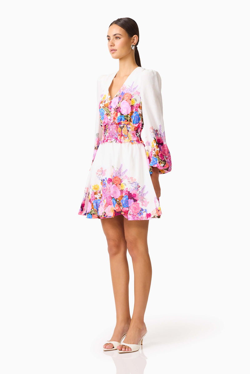 Alice Long Sleeve Mini Dress in Ombre Floral  Elliatt