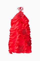 Yvette Halter Mini Dress in Vermilion Red ghost shot 