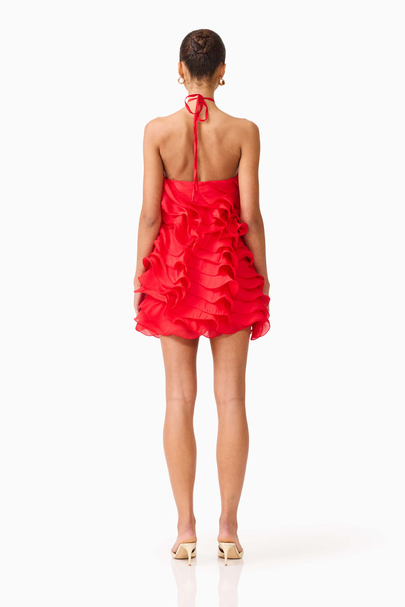 henriette mini dress red Yvette Halter Mini Dress - Vermilion Red - S