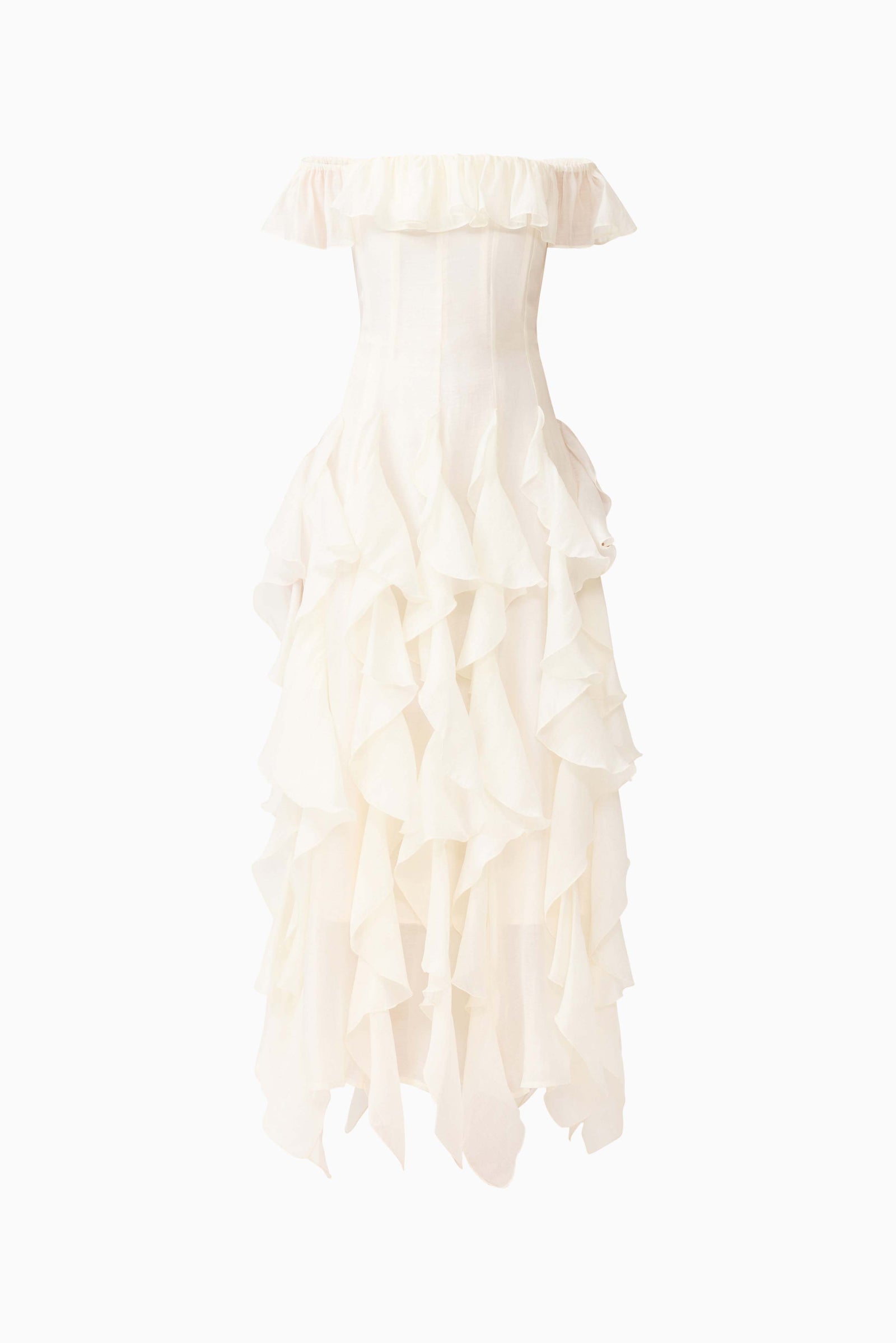white ruffle dress off shoulder Yvette Off Shoulder Gown in White – Elliatt