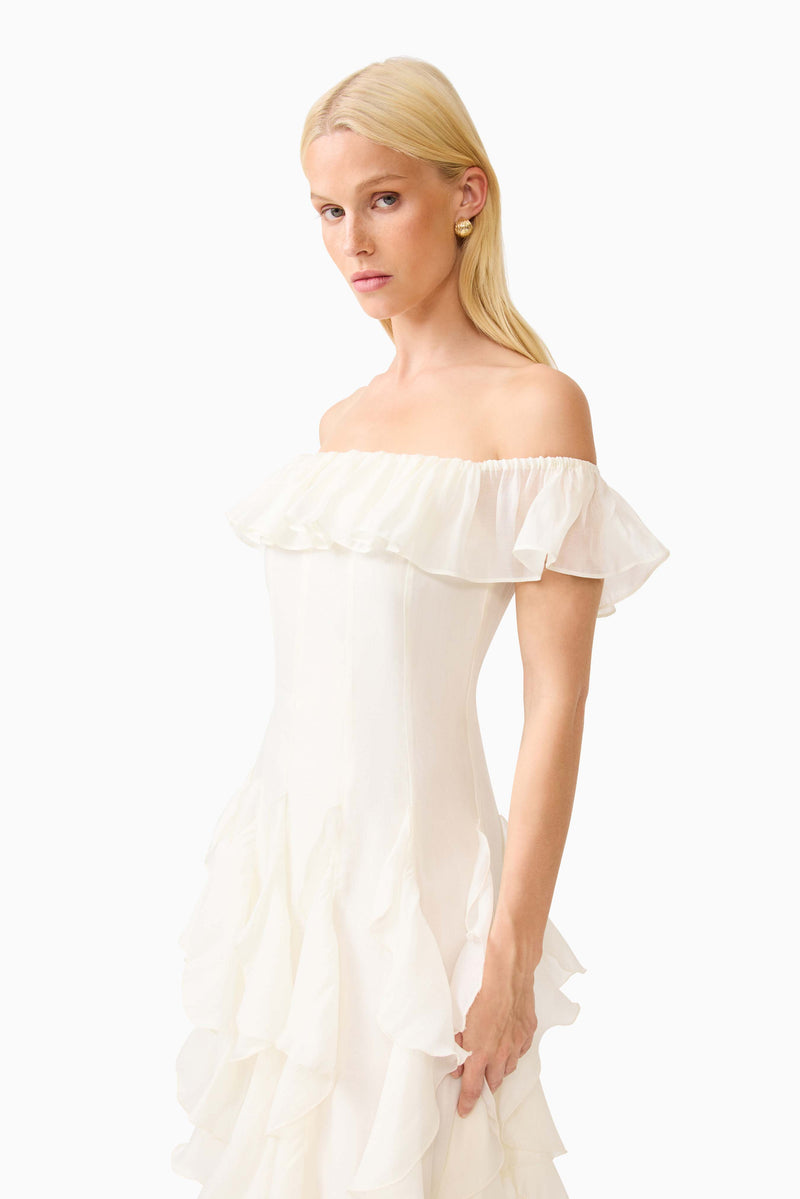 Yvette Off Shoulder Gown in White Elliatt Yvette Off Shoulder Gown in White Elliatt