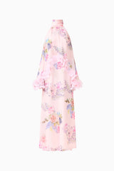 Millie Tiered Gown in Pink Floral ghost shot 
