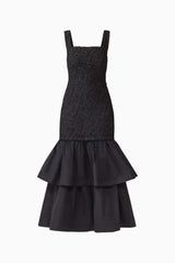 Alexandra Tiered Gown in Black ghost shot 