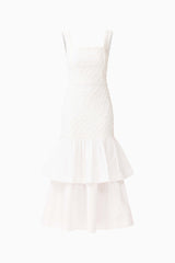 Alexandra Tiered Gown in White ghost shot 
