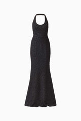 Alexandra Halter Gown Dress in Black ghost shot 
