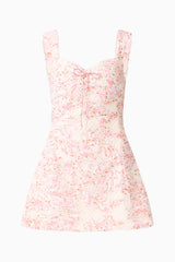 Valencia Mini Dress in Pink & Cream Floral ghost shot 
