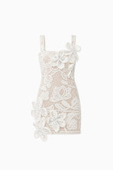 Kyra Crochet Mini Dress in White ghost shot
