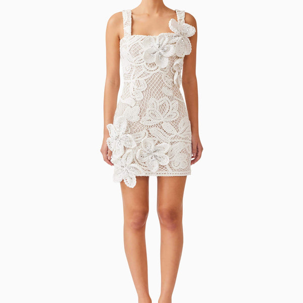 Kyra Crochet Mini Dress - White - XXL