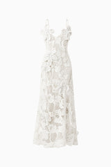 Kyra Crochet Gown in White ghost shot