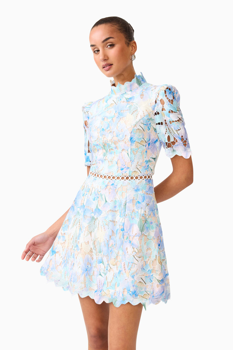 Kalissa A-Line Mini Dress in Blue Floral – Elliatt