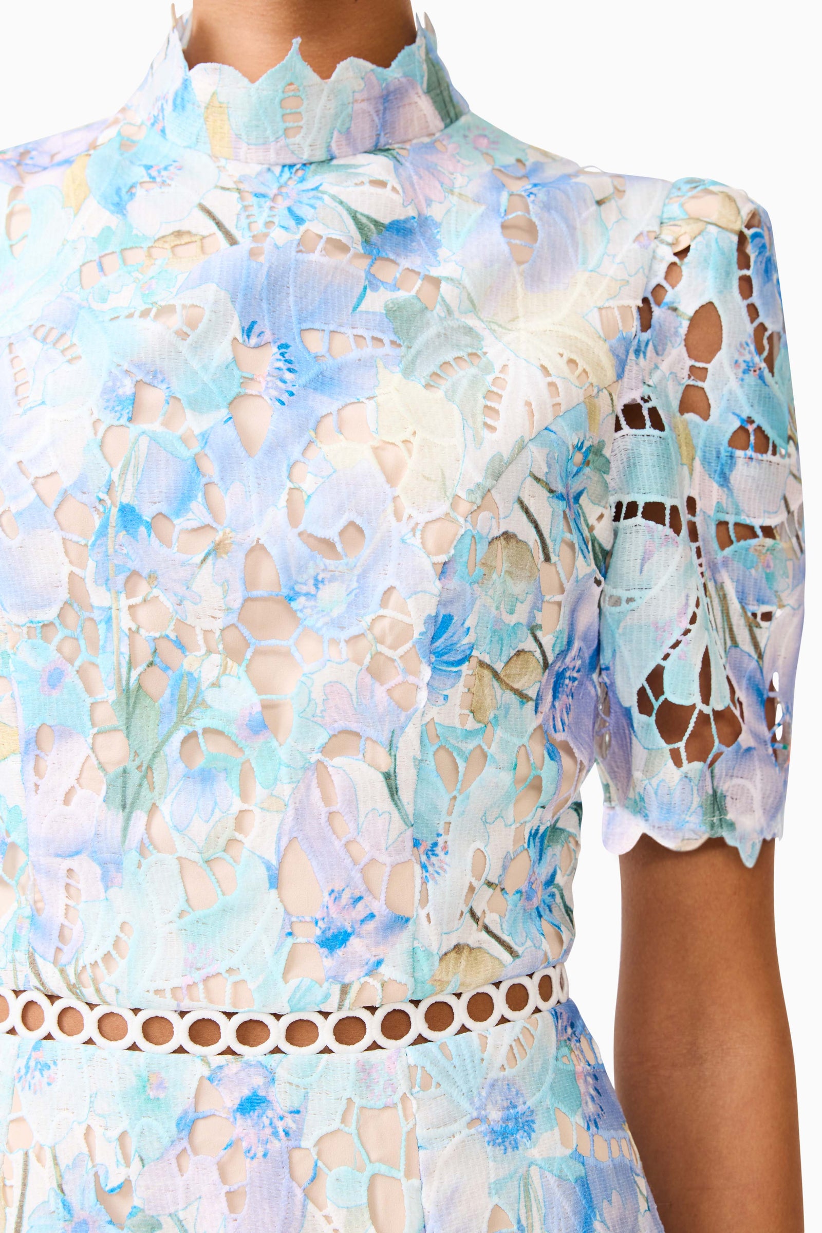 Kalissa A-Line Mini Dress in Blue Floral Elliatt Kalissa A-Line Mini Dress in Blue Floral Elliatt