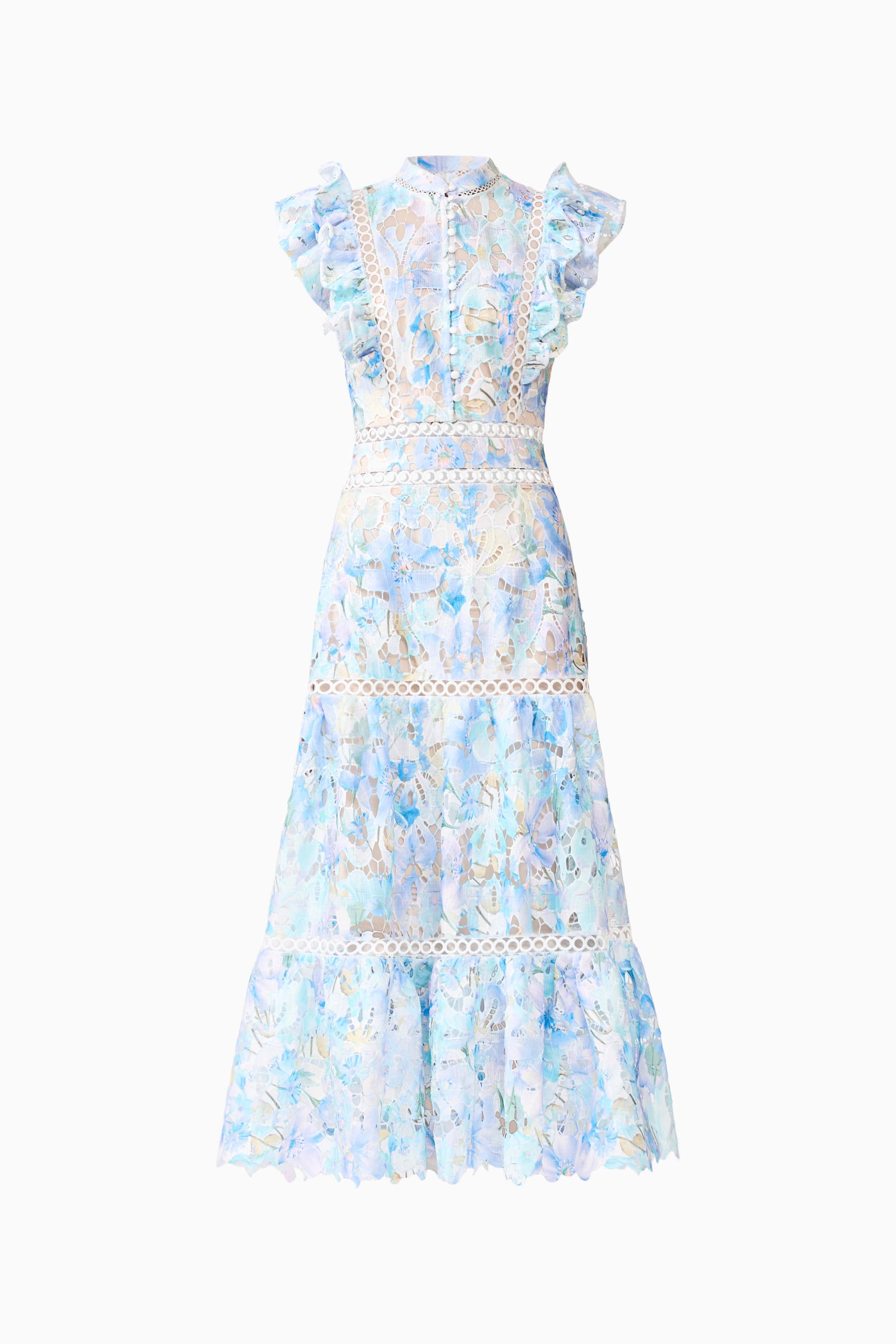 zimmermann brightside frilled midi dress Kalissa Ruffle Maxi Dress in Blue Floral – Elliatt