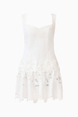 Elizabeth A-Line Mini Dress in White ghost shot 

