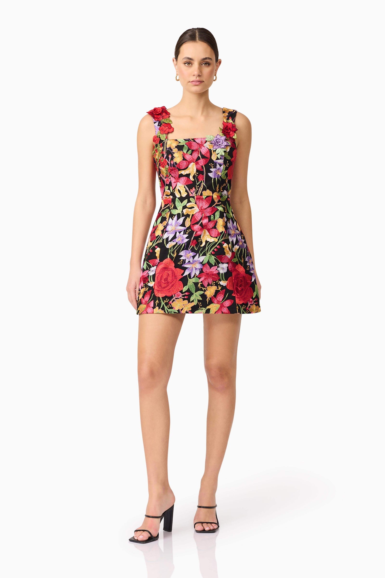 Talia Mini Dress in Black Floral Elliatt Talia Mini Dress in Black Floral Elliatt