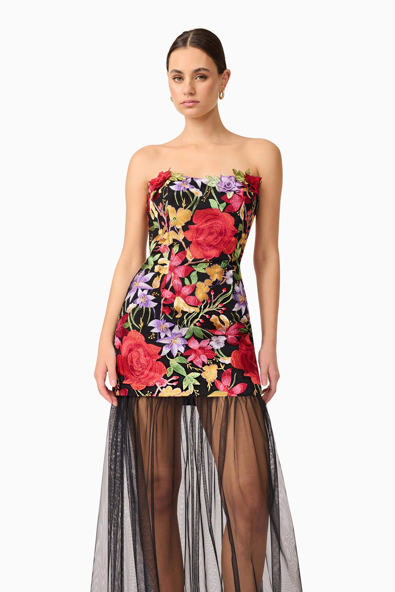 flor strapless cocktail dress elliatt Elliatt Leonie Cocktail Midi Dress in Baby Blue
