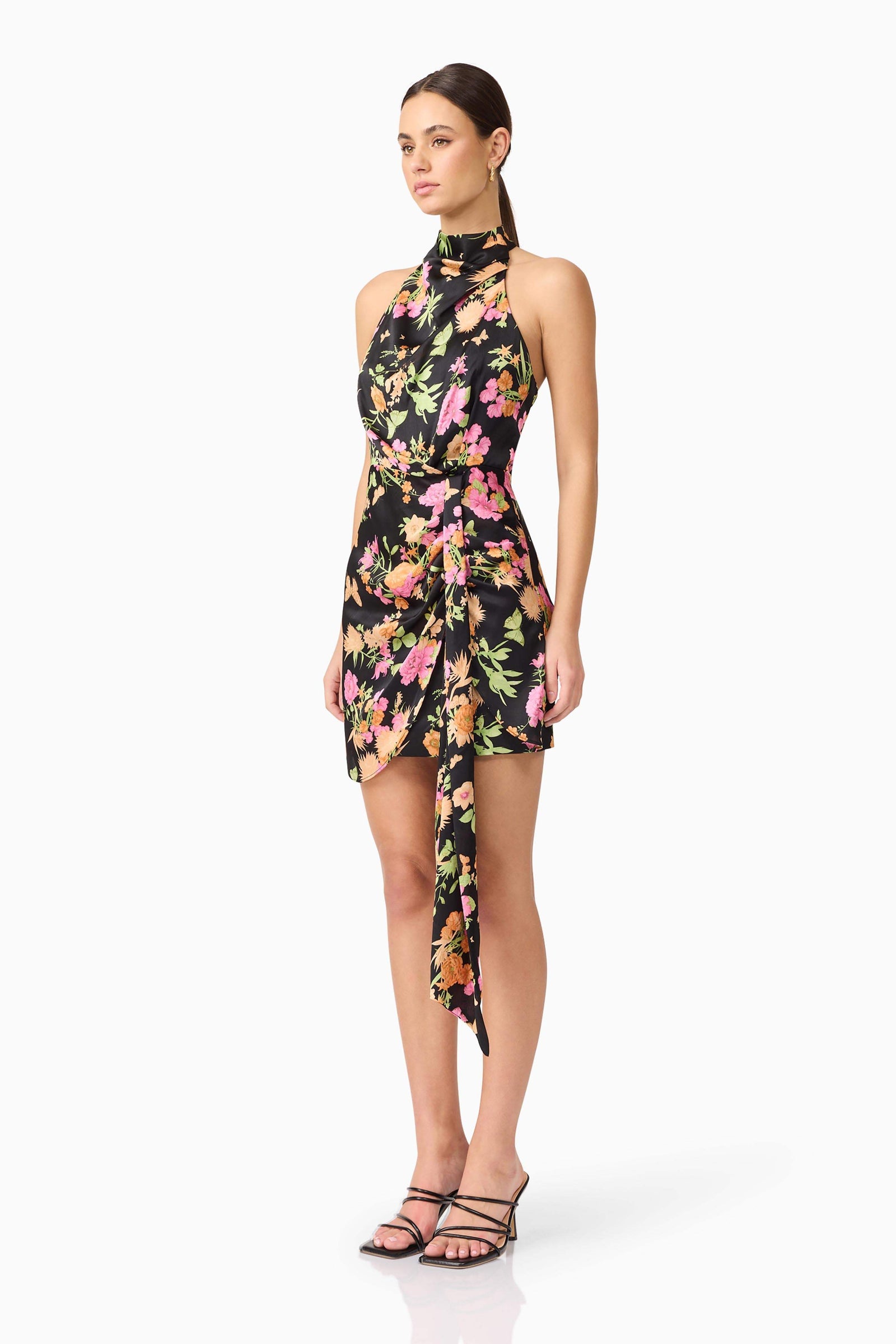 elliatt tess halter mini dress Tess Floral Halter Dress in Black