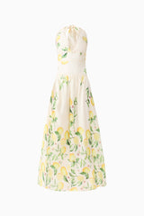 Hana Halter Gown in Lemon Print ghost shot