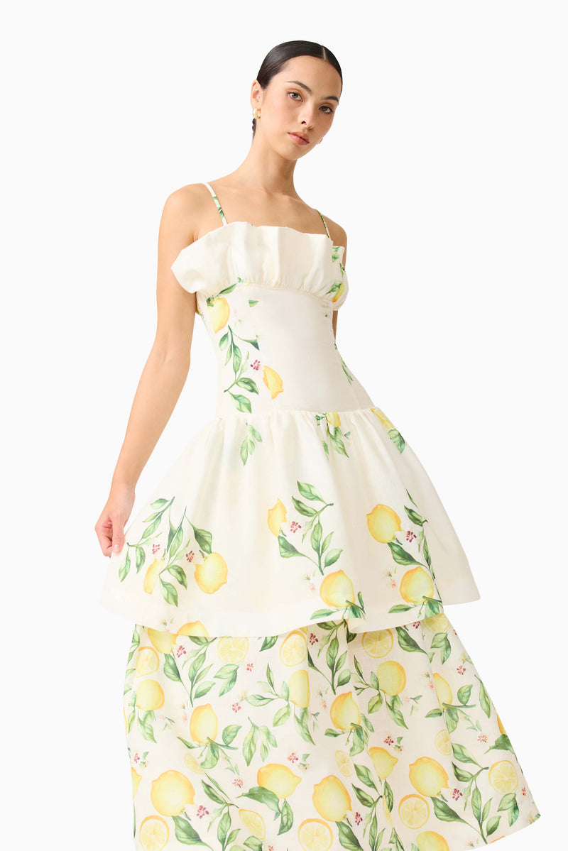 hana maxi dress Hana Tiered Maxi Dress in Lemon Print – Elliatt
