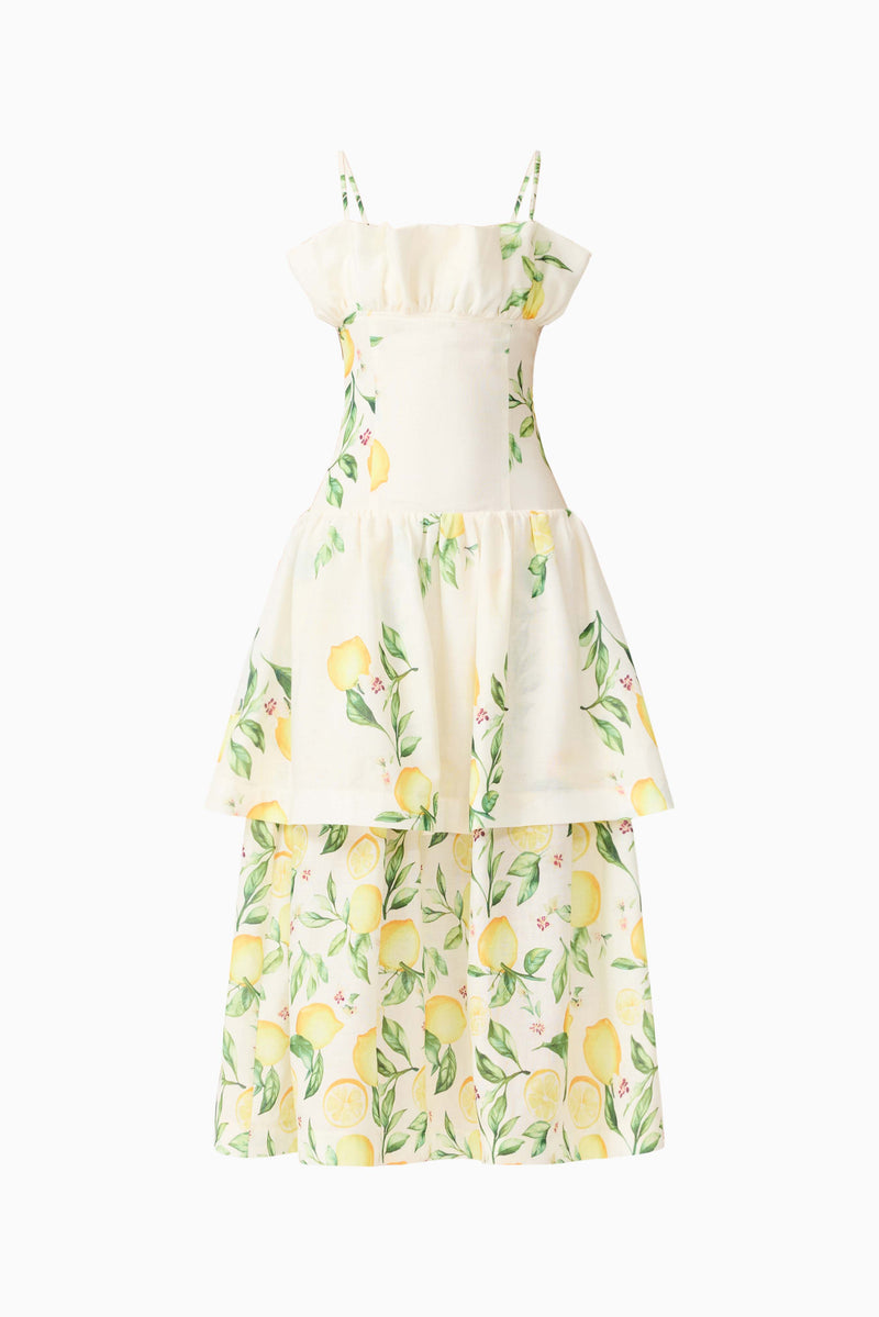 Hana Tiered Maxi Dress in Lemon Print – Elliatt