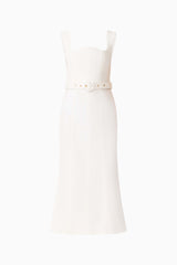 Nydia Fit & Flare Maxi Dress in White ghost shot 