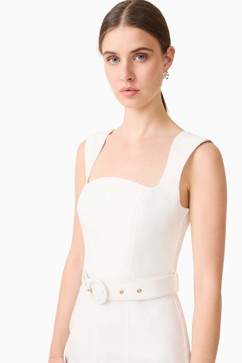 Nydia Fit & Flare Maxi Dress in White – Elliatt