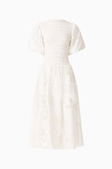 Celine Puff Sleeve Maxi Dress in White ghost shot 