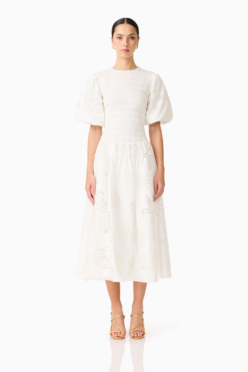 Celine Puff Sleeve Maxi Dress - White - XL